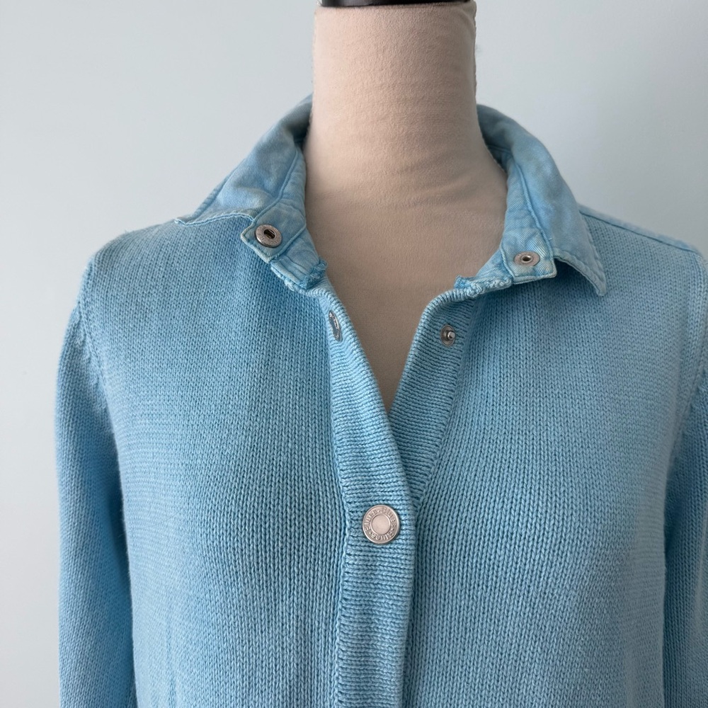 PBJ Blues Ramie Cotton Sweater Cardigan Dress M Light Blue Button Front - Picture 2 of 14